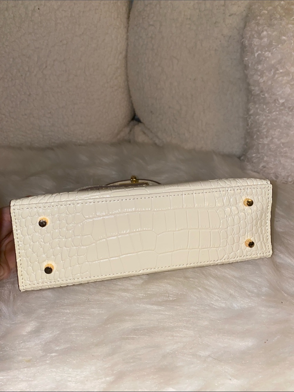 22cm cream ivory crocodile leather top handle  handbag - Picture 5 of 7